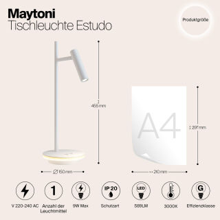 stylische LED Tischleuchte Estudo weiß von Maytoni