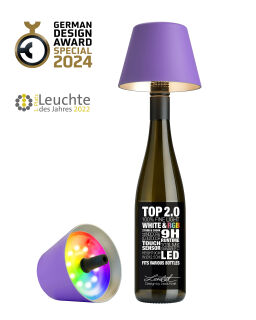 Sompex Top 2.0 flieder RGB Akkuleuchte Flaschenaufsatz