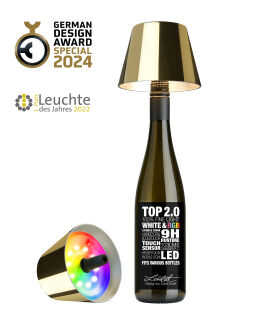 Sompex Top 2.0 gold RGB Akkuleuchte Flaschenaufsatz
