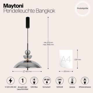 Maytoni Pendelleuchte Bangkok LED Rauchglas 40cm