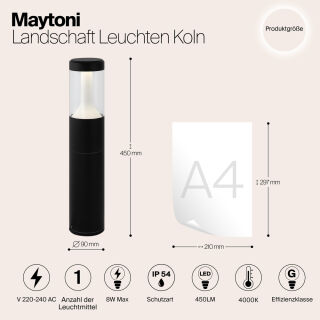 Maytoni Außenleuchte Standleuchte Koln LED 45cm