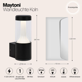 Maytoni Außenleuchte Wandleuchte Koln LED 24cm