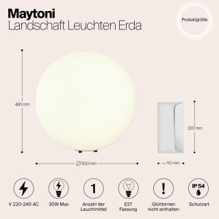 Maytoni Außenleuchte Kugelleuchte Erda E27 50cm