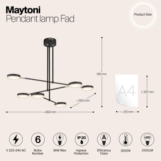 Maytoni Pendelleuchte Fad LED 6-flammig schwarz