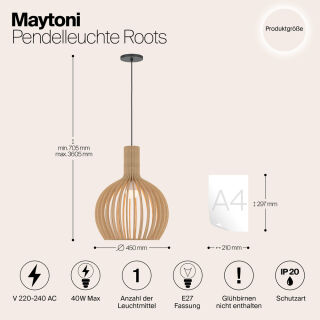 Maytoni Pendelleuchte Roots E27 45cm